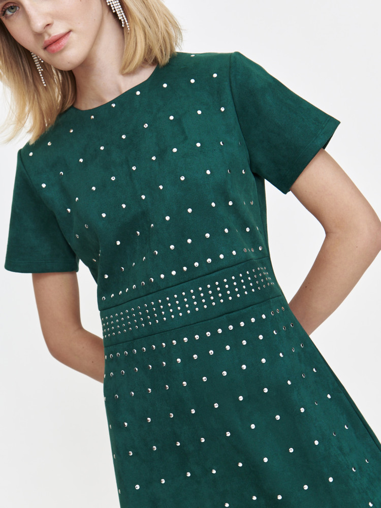 Sukienka mini z imitacji zamszu w kolorze zieleni 