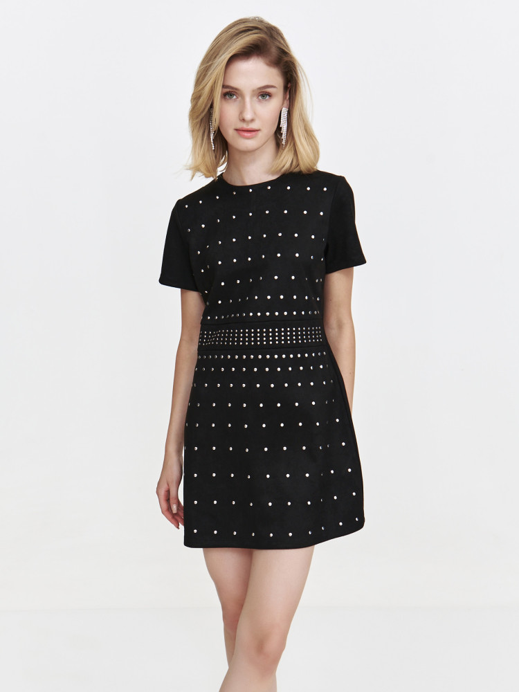 Krótka sukienka z imitacji zamszu z ćwiekami 