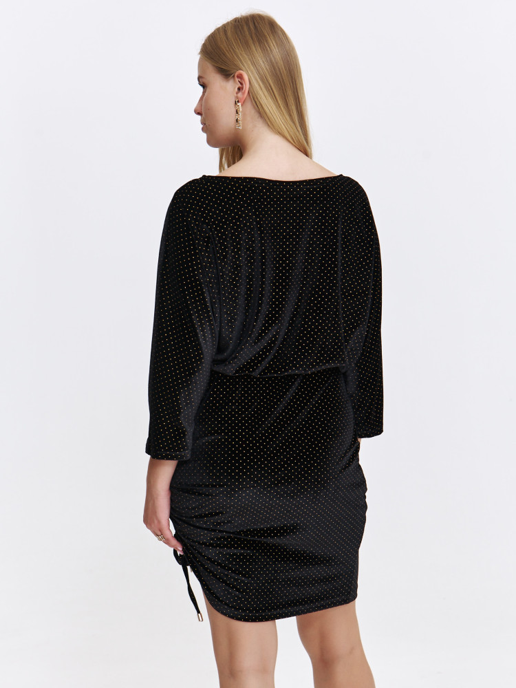 Czarna velvetowa sukienka z drapowaniem Czarna velvetowa sukienka z drapowaniem