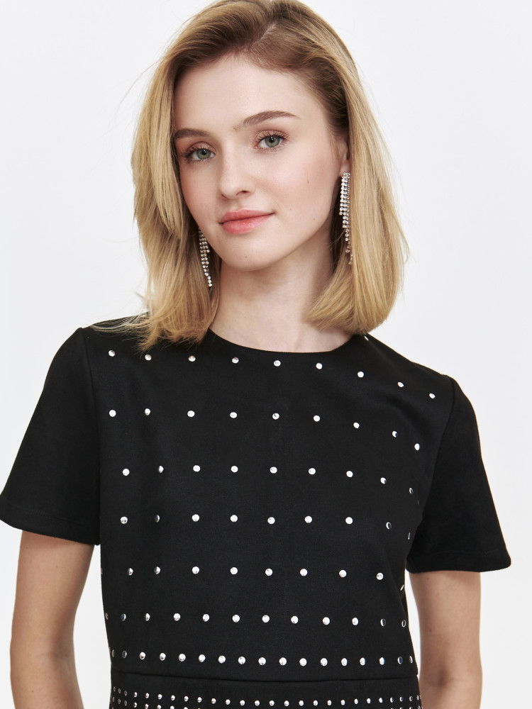 Krótka sukienka z imitacji zamszu z ćwiekami 