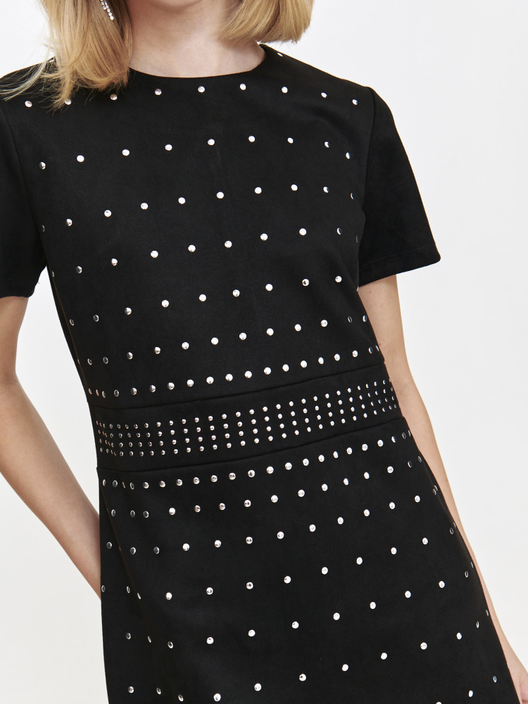 Krótka sukienka z imitacji zamszu z ćwiekami 