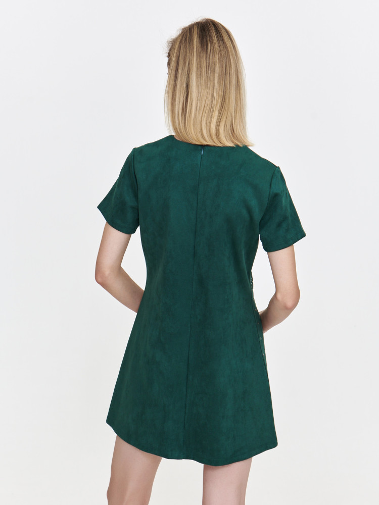 Sukienka mini z imitacji zamszu w kolorze zieleni 