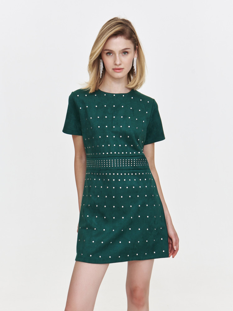 Sukienka mini z imitacji zamszu w kolorze zieleni 