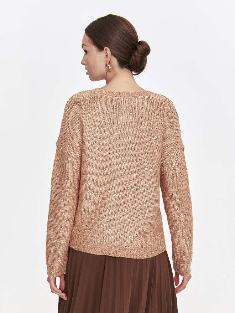 Błyszczący sweter damski o luźnym fasonie Błyszczący sweter damski o luźnym fasonie
