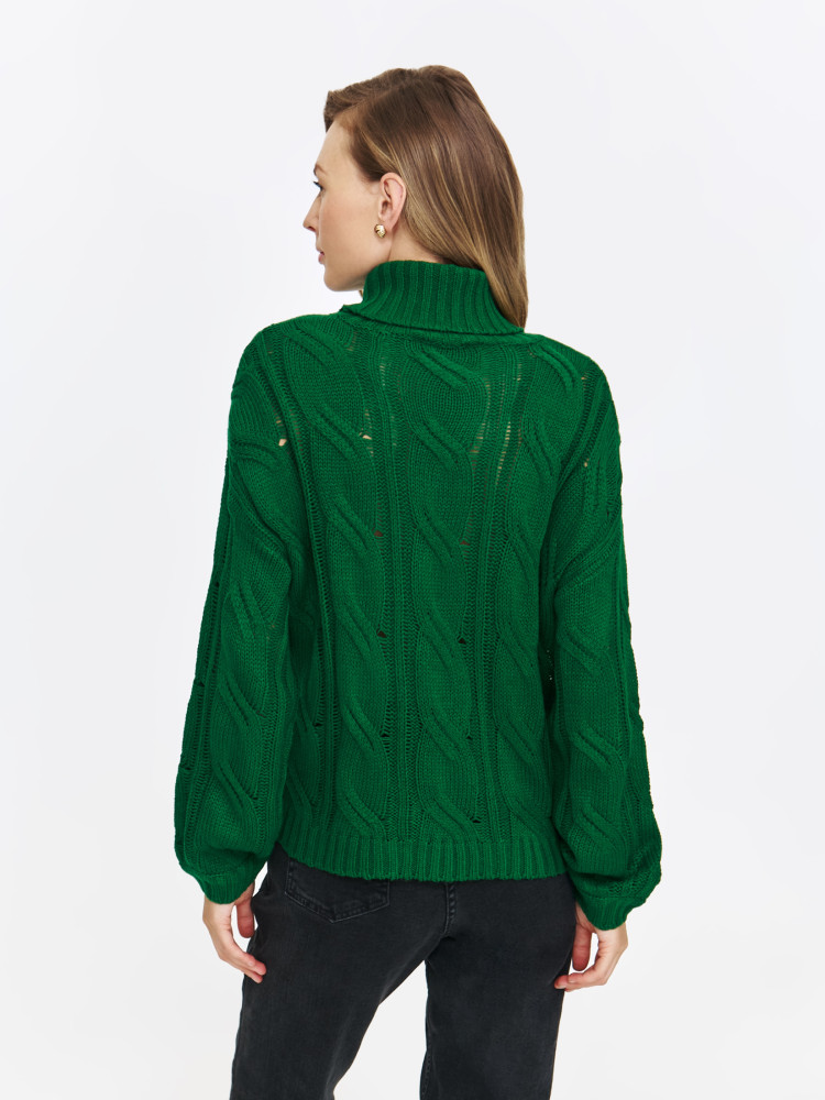 Zielony sweter z modnym splotem Zielony sweter z modnym splotem
