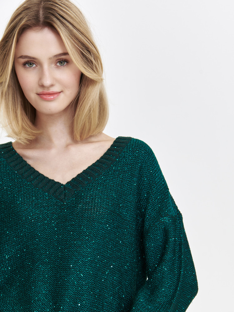 Sweter damski z błyszczącymi detalami