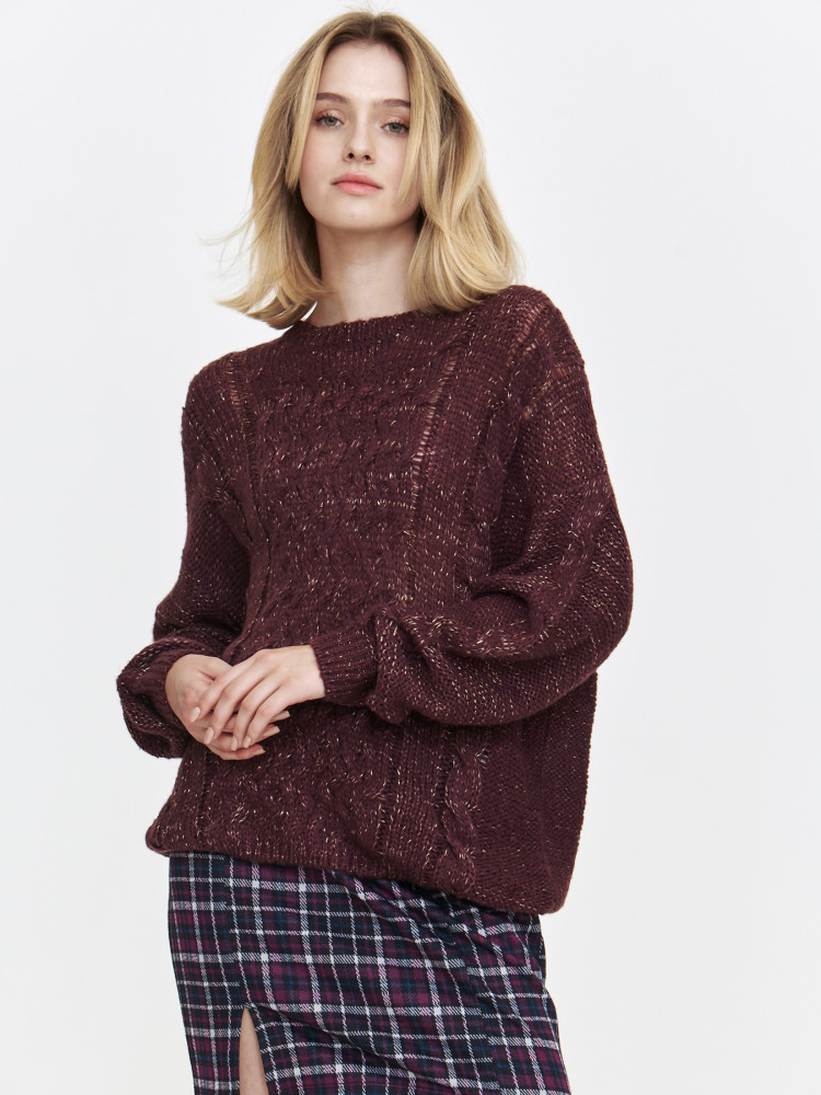 Sweter z lekkimi przetarciami z połyskującą nicią  Sweter z lekkimi przetarciami z połyskującą nicią