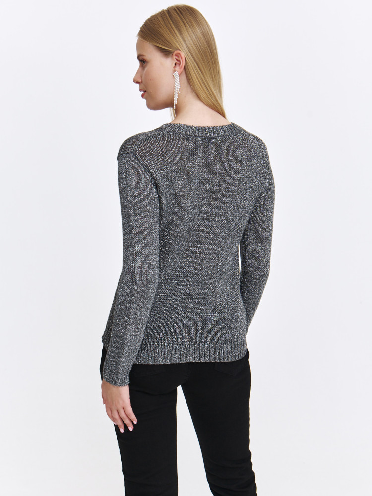 Sweter damski z błyszczącej dzianiny Sweter damski z błyszczącej dzianiny