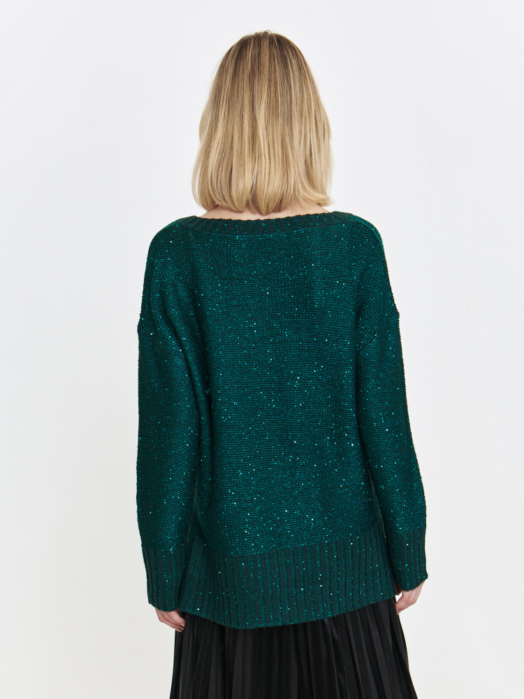 Sweter damski z błyszczącymi detalami