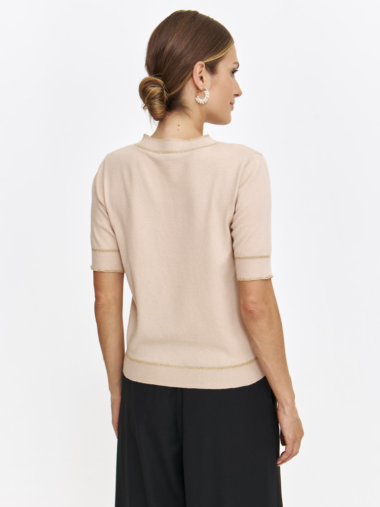 Sweter z krótkim rękawem ze złotą nicią Sweter z krótkim rękawem ze złotą nicią