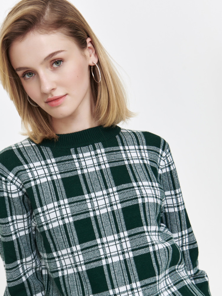 Damski sweter ze wzorem w kratę 