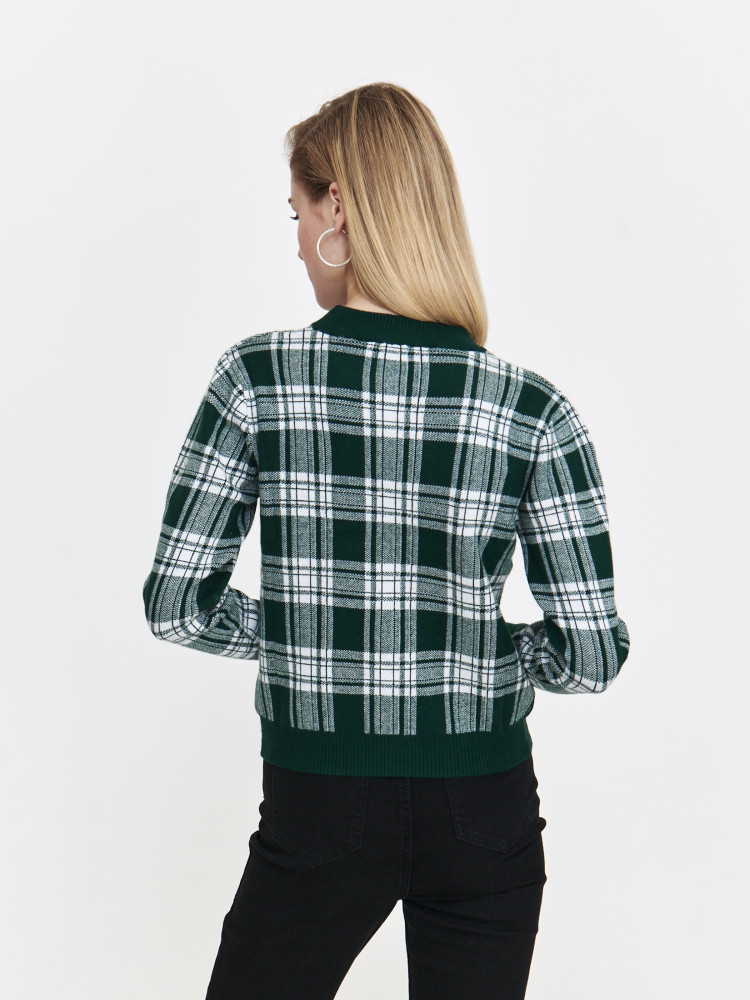 Damski sweter ze wzorem w kratę 