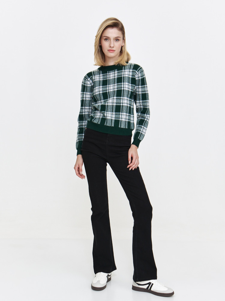 Damski sweter ze wzorem w kratę 