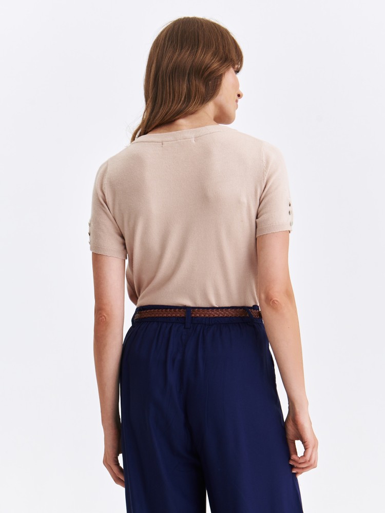 Beżowy sweter z krótkim rękawem Beżowy sweter z krótkim rękawem