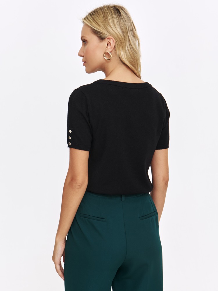 Cienki sweterek z krótkim rękawem w kolorze czarnym Cienki sweterek z krótkim rękawem w kolorze czarnym