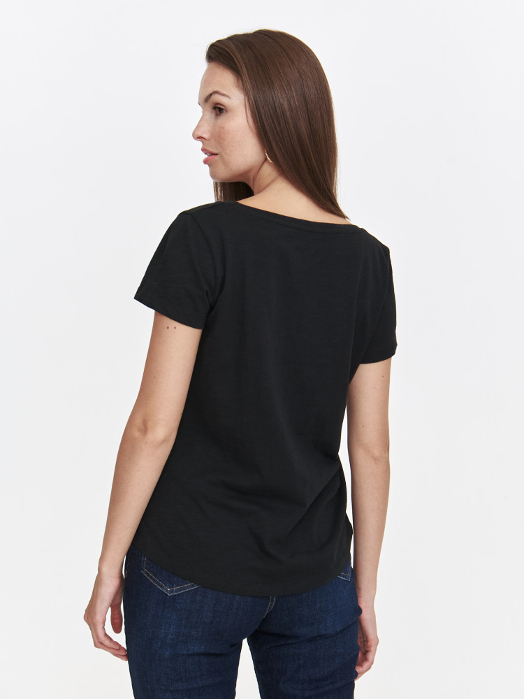 Czarny podkoszulek damski z nadrukiem