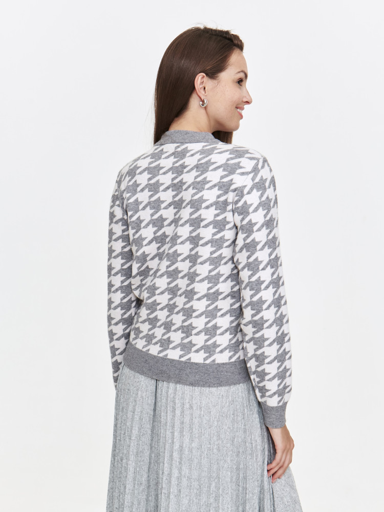 Szary sweter damski w pepitkę