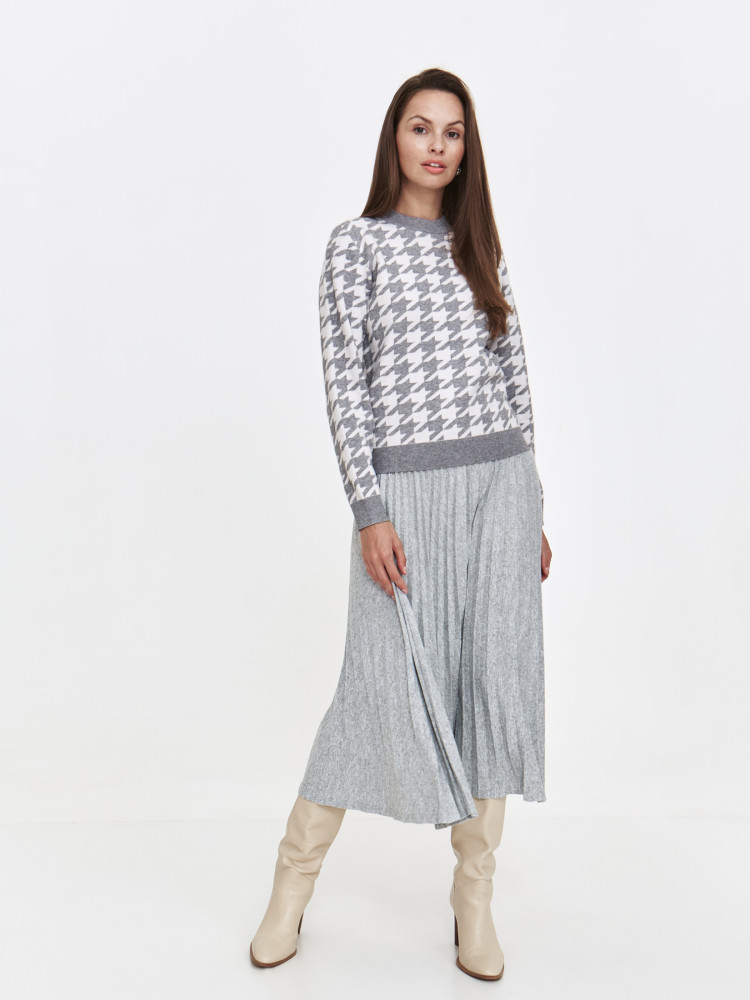 Szary sweter damski w pepitkę