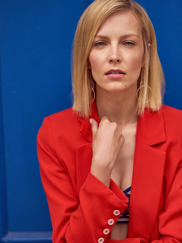 Elegancki żakiet w modnym kolorze, dwurzędowy