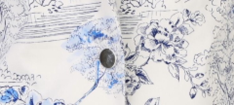 Taliowany żakiet damski w kwiaty