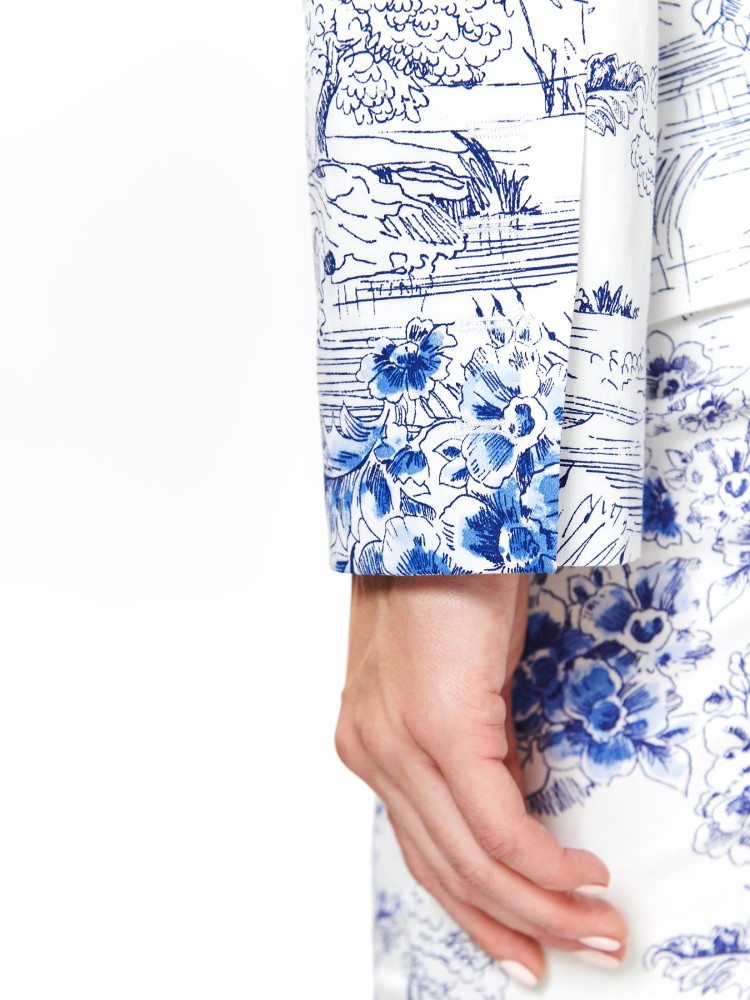 Taliowany żakiet damski w kwiaty