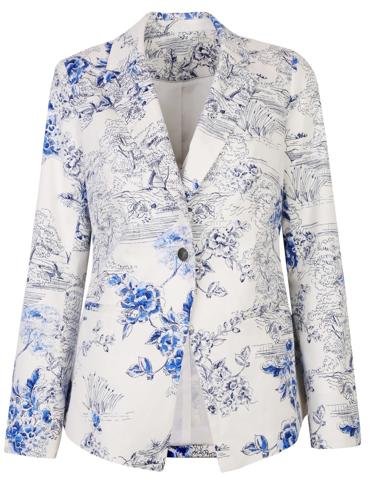 Taliowany żakiet damski w kwiaty