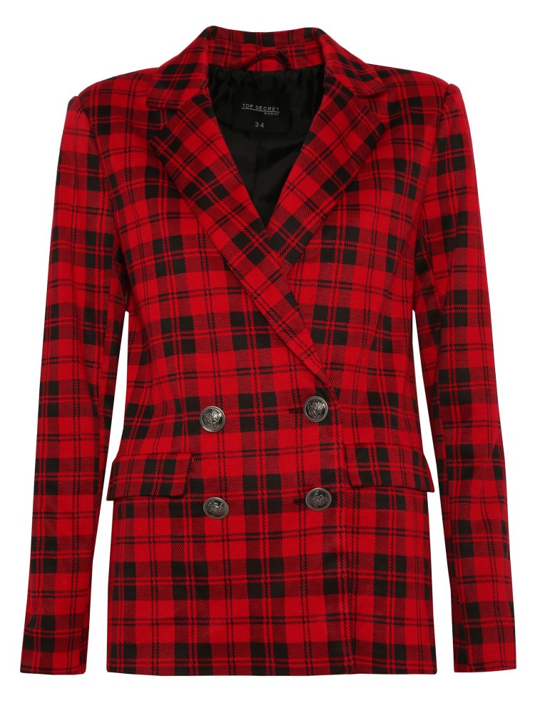 Żakiet damski w czerwoną  kratę Żakiet damski w czerwoną  kratę