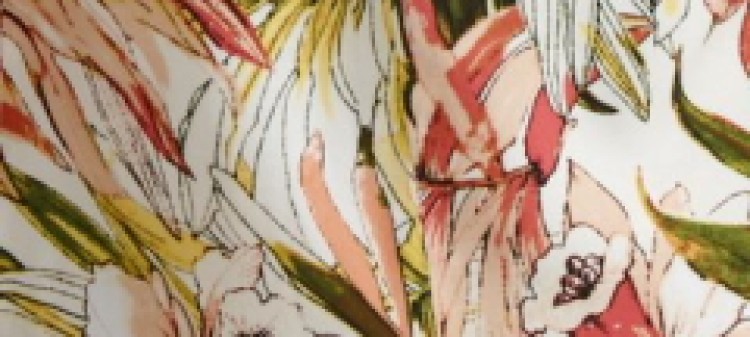 Elegancki żakiet damski z rękawem 3/4, z nadrukiem w kwiaty