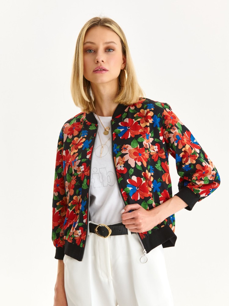 Żakiet damski z kwiatowym nadrukiem