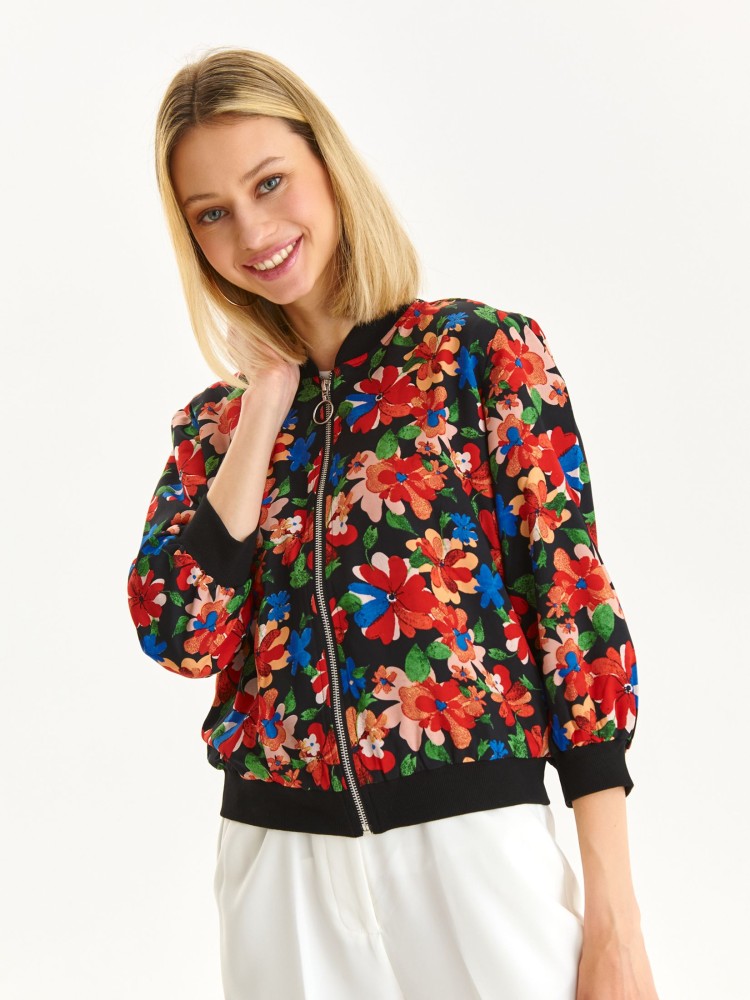Żakiet damski z kwiatowym nadrukiem