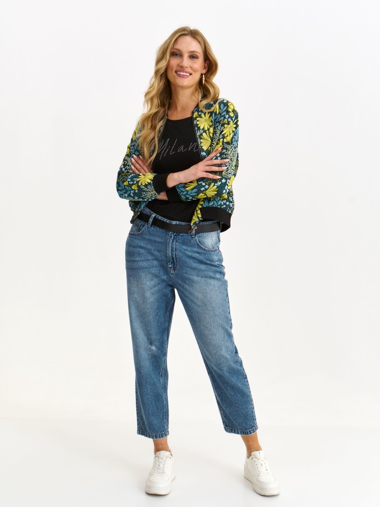 Żakardowa bomberka z motywem roślinnym