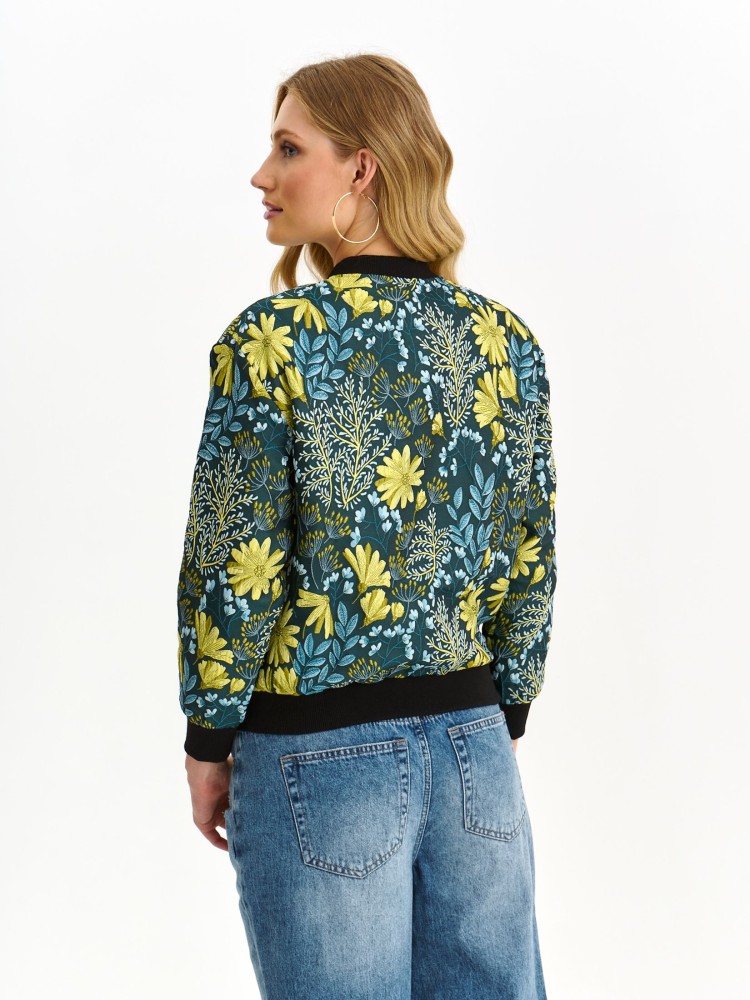 Żakardowa bomberka z motywem roślinnym