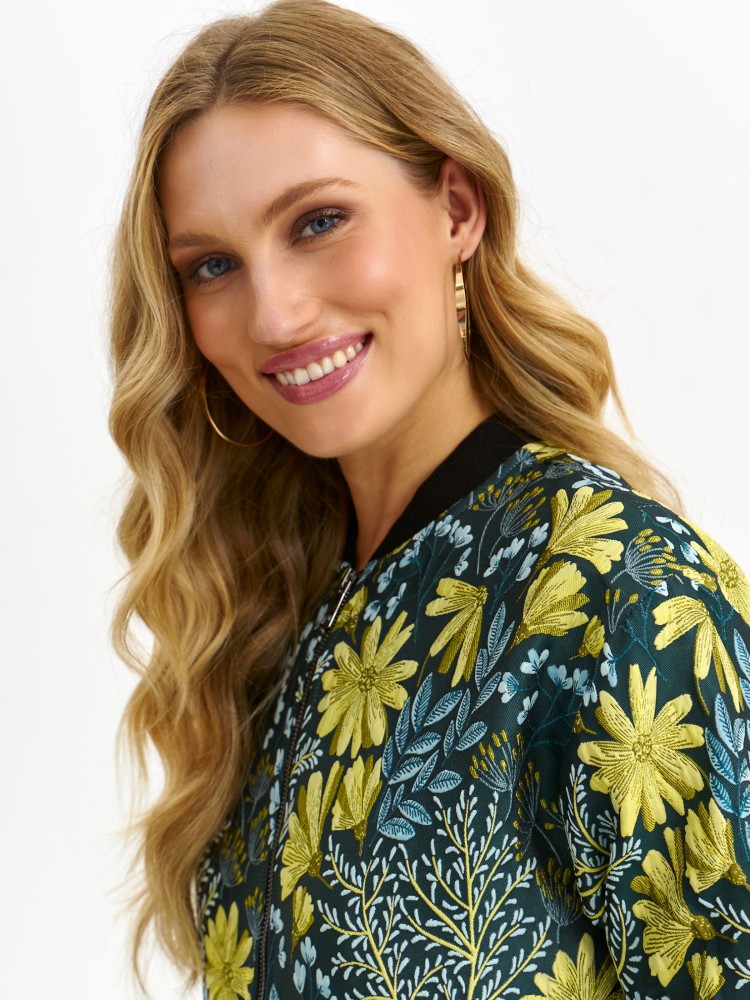 Żakardowa bomberka z motywem roślinnym