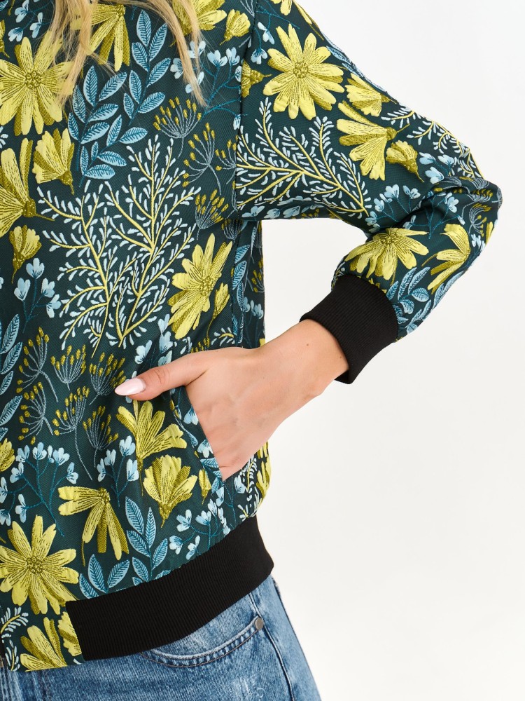 Żakardowa bomberka z motywem roślinnym