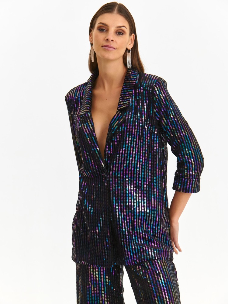 Błyszcząca cekinowa marynarka o luźnym kroju