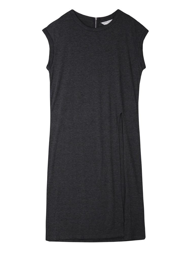 T-shirt damski długi z rozcięciem z boku