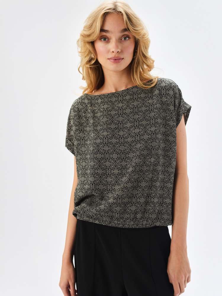 Luźna bluzka z wzorem etno 