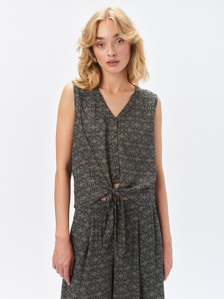 Bluzka bez rękawów wzór etno