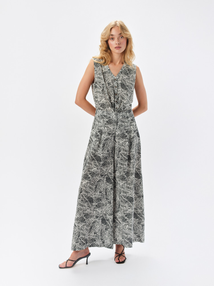 Bluzka bez rękawów z wzorem tropic