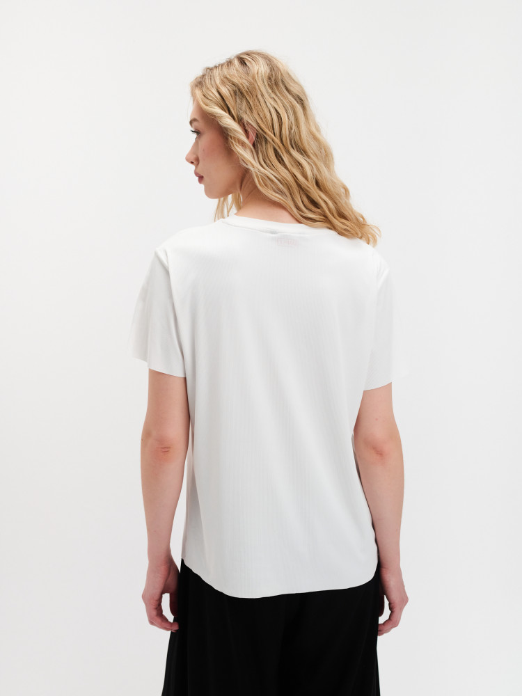 Biały t-shirt w prążek 