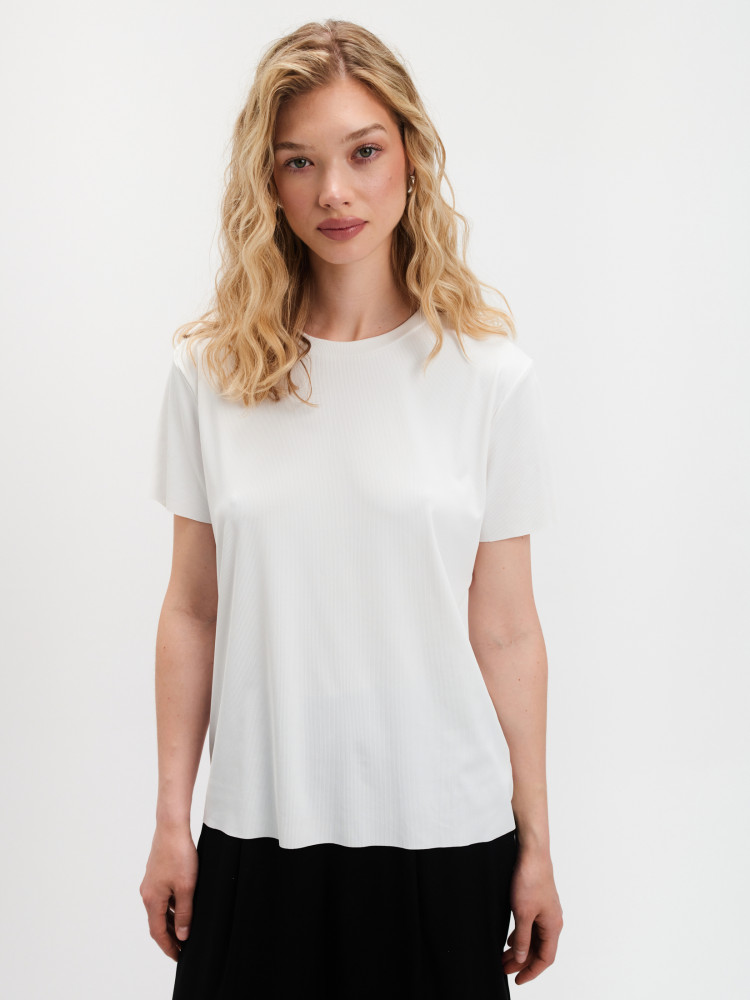 Biały t-shirt w prążek 