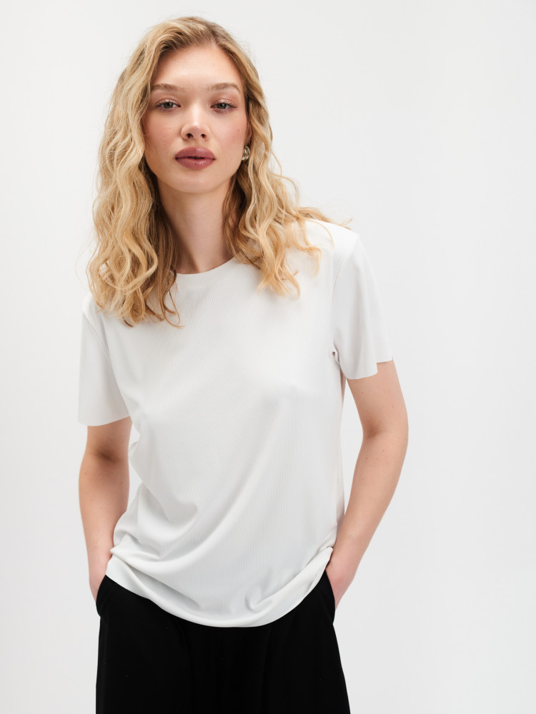 Biały t-shirt w prążek 