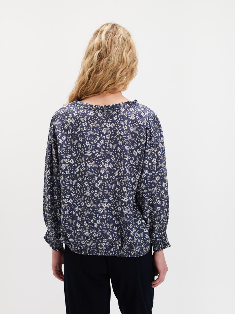 Bluzka z rękawem 3/4 w drobne kwiaty 