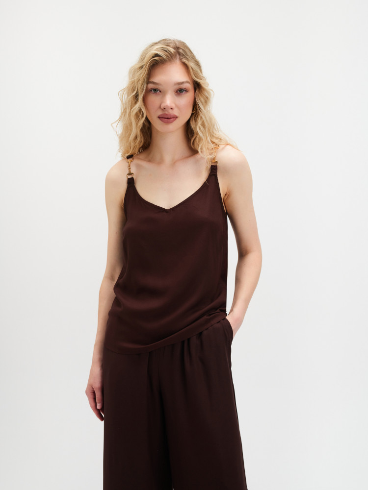 Zwiewna brązowa bluzka 