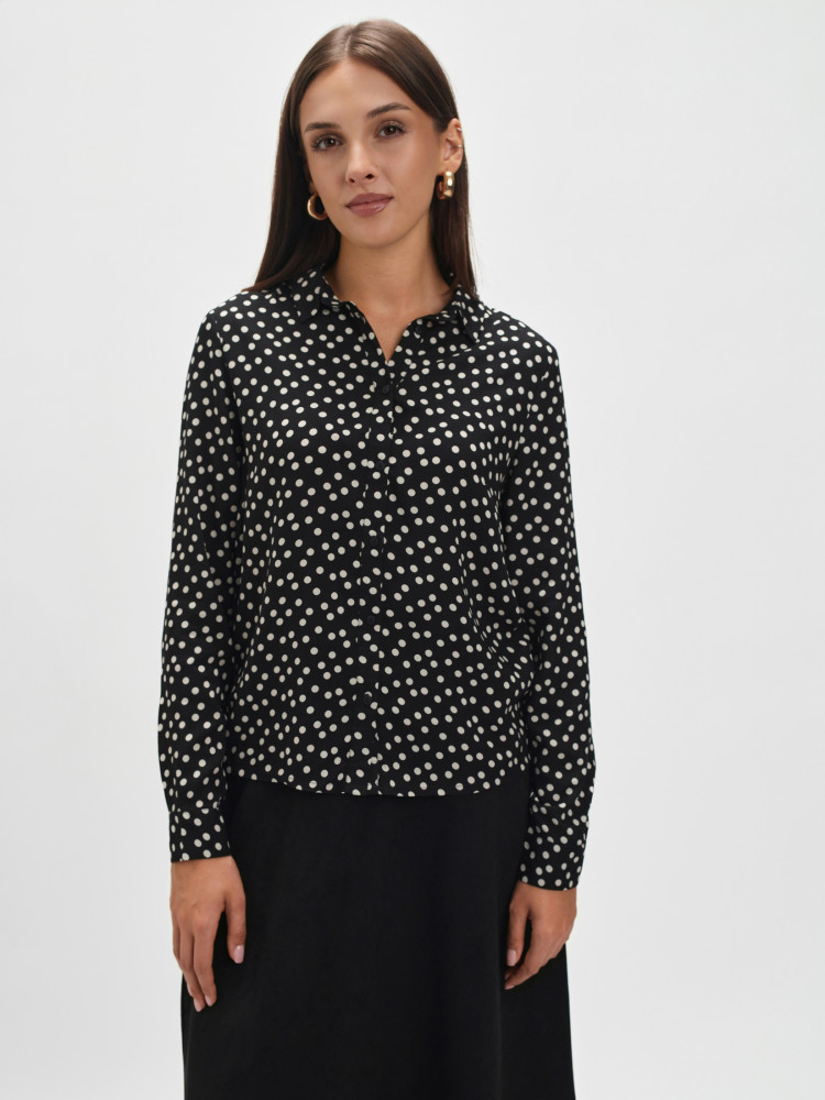 Czarna koszula w groszki 