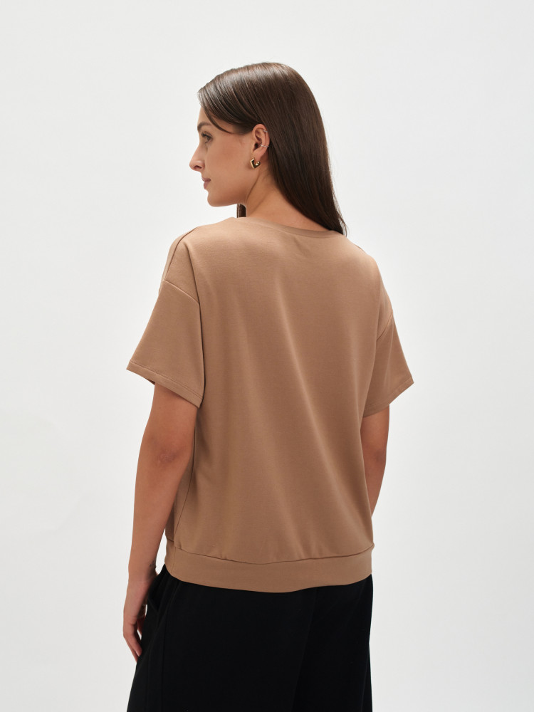 Bluza ze złotym napisem z krótkim rękawem 