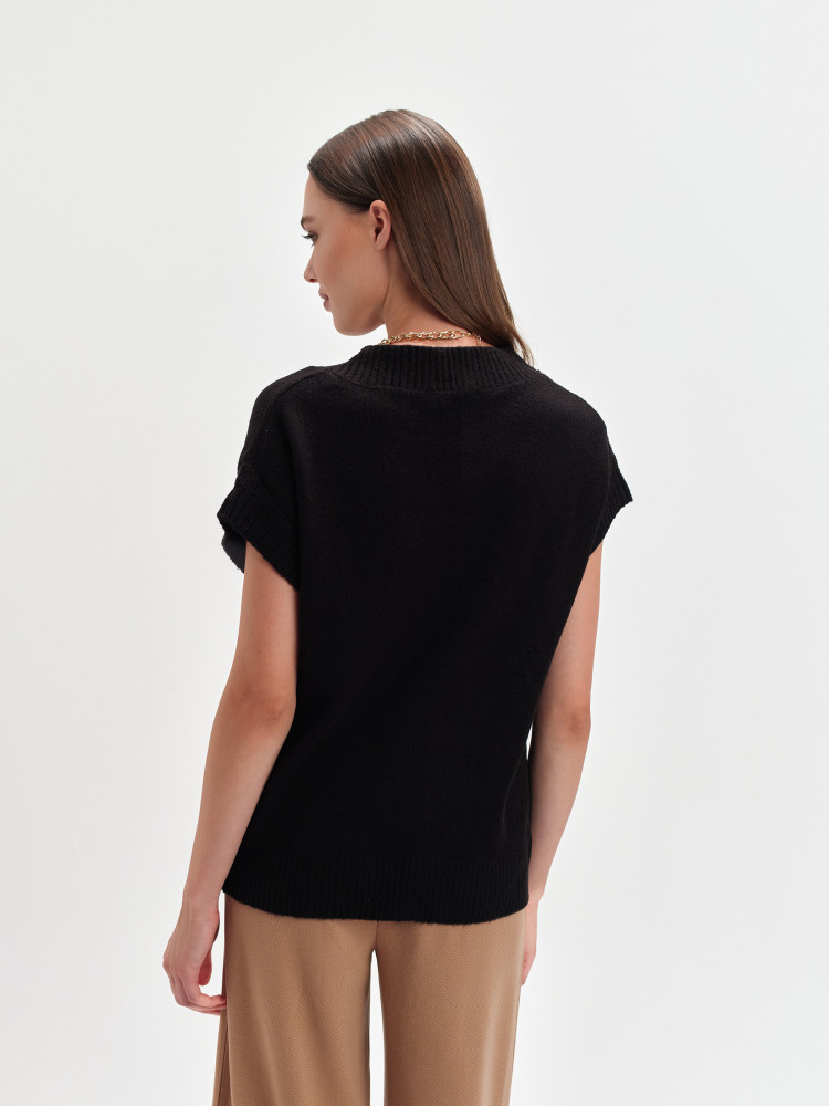 Czarna kamizelka swetrowa 