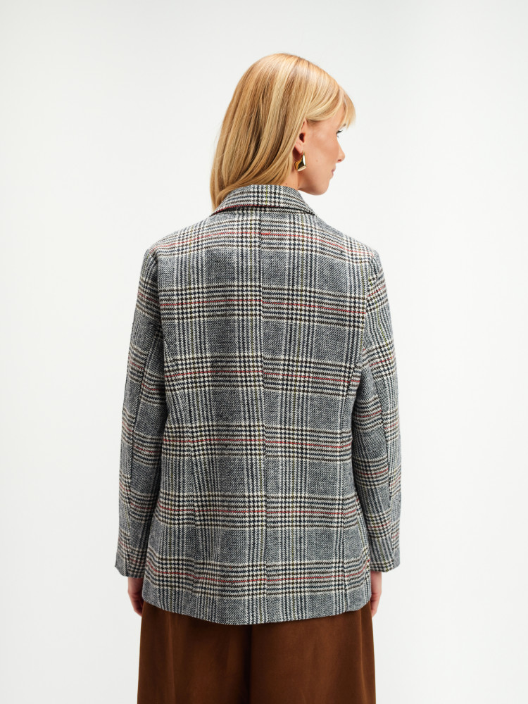 Dwurzędowa kurtka w kratę 