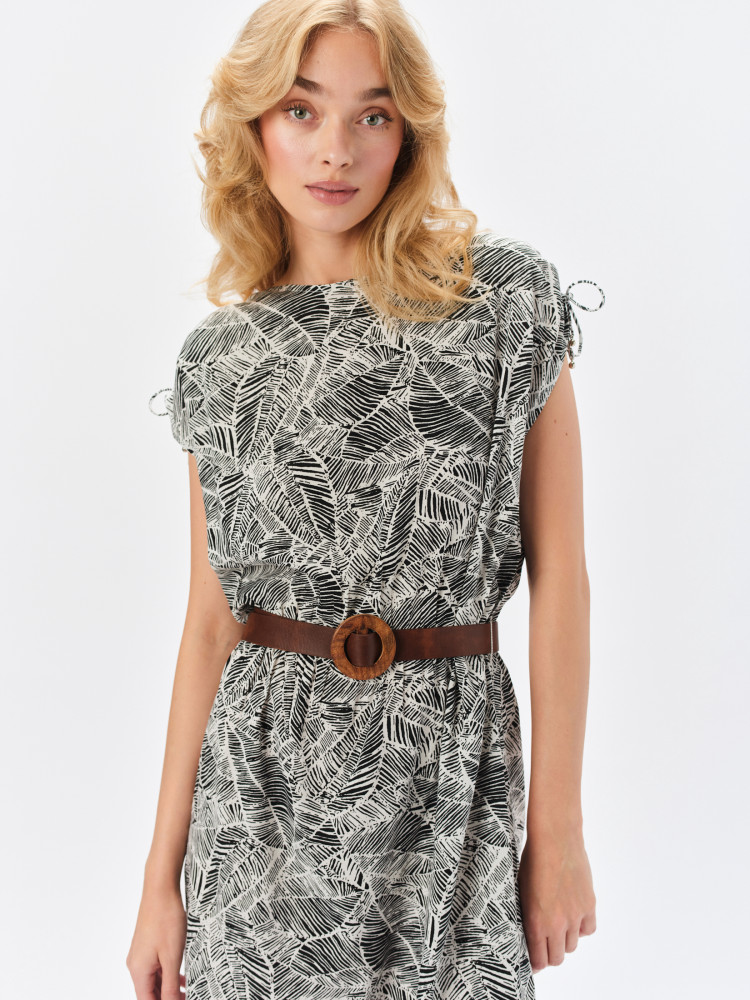 Wiskozowa sukienka z nadrukiem tropic