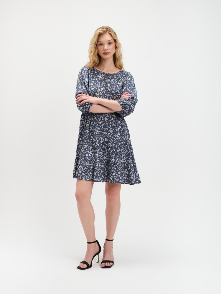 Sukienka mini z wzorem w drobne kwiaty 